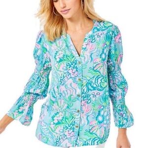 Lilly Pulitzer Blue and Pink Blouse